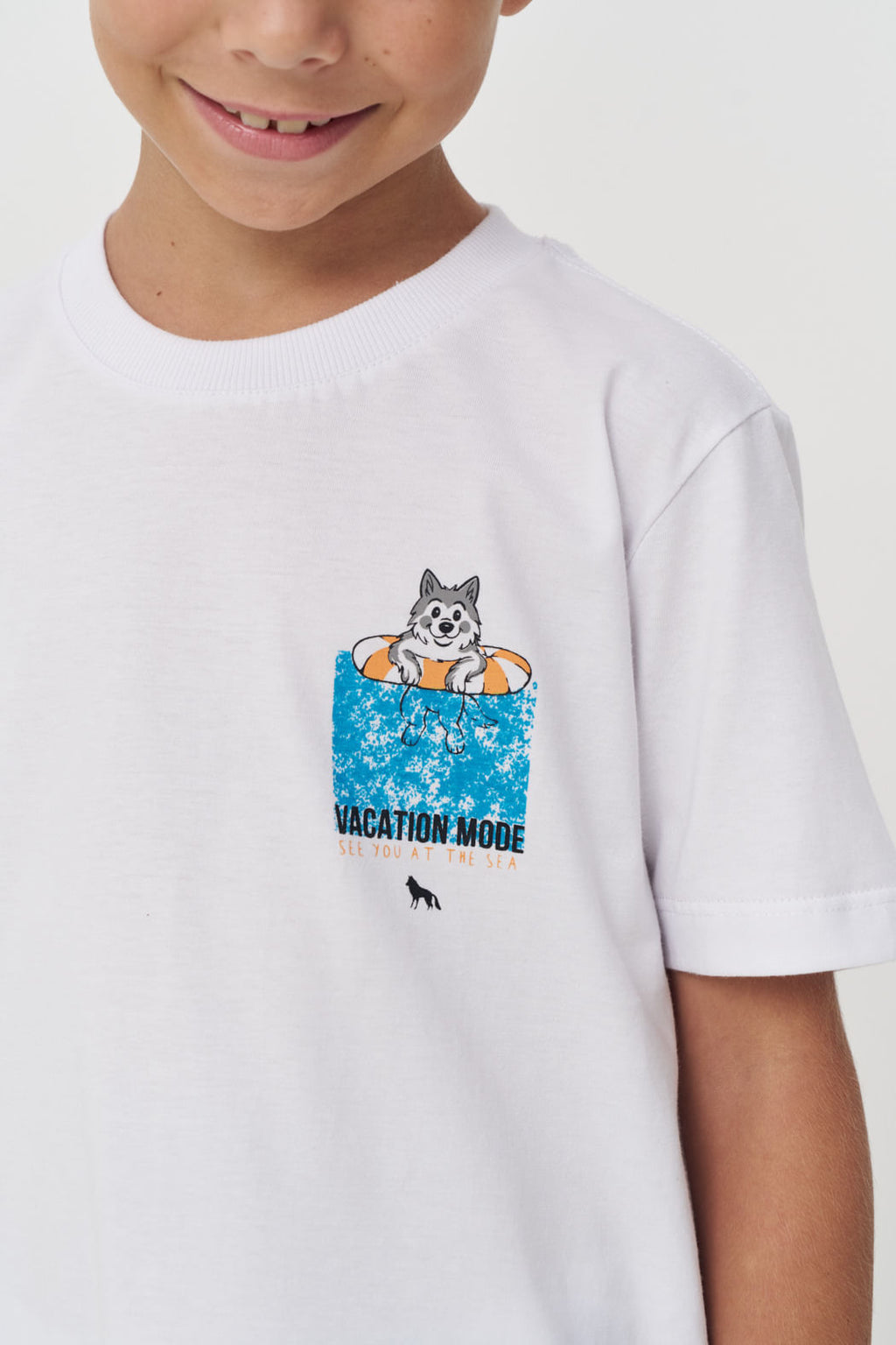 Camiseta Casual Lobo Menino Acostamento Next Branco