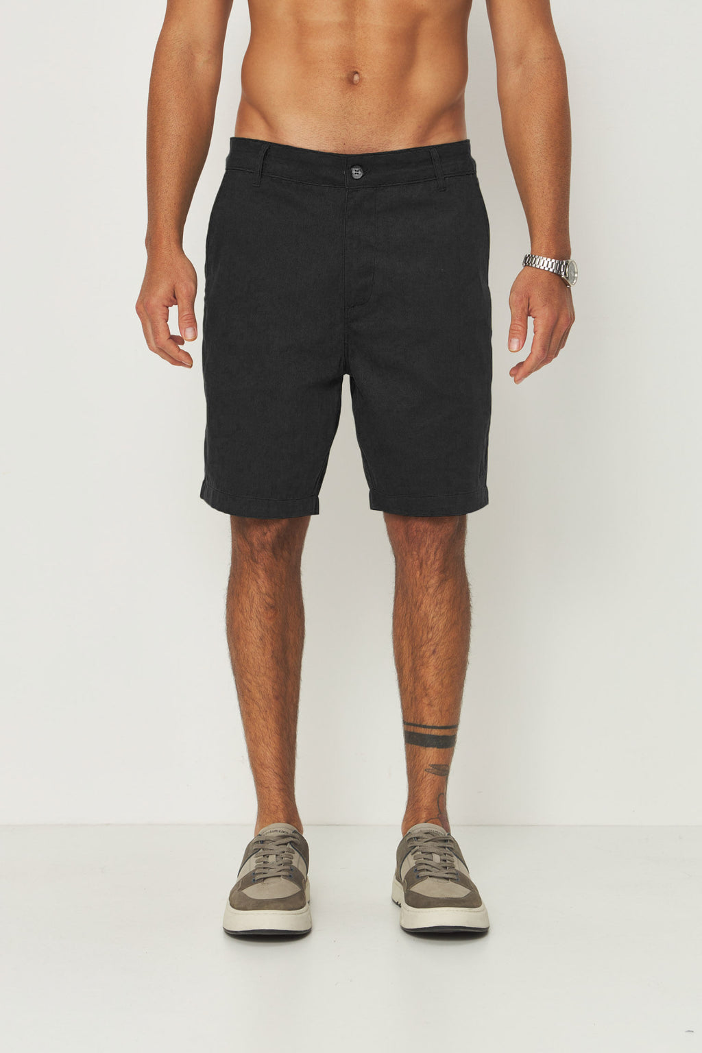 Bermuda Cotton Moderna Masculina Acostamento Preto