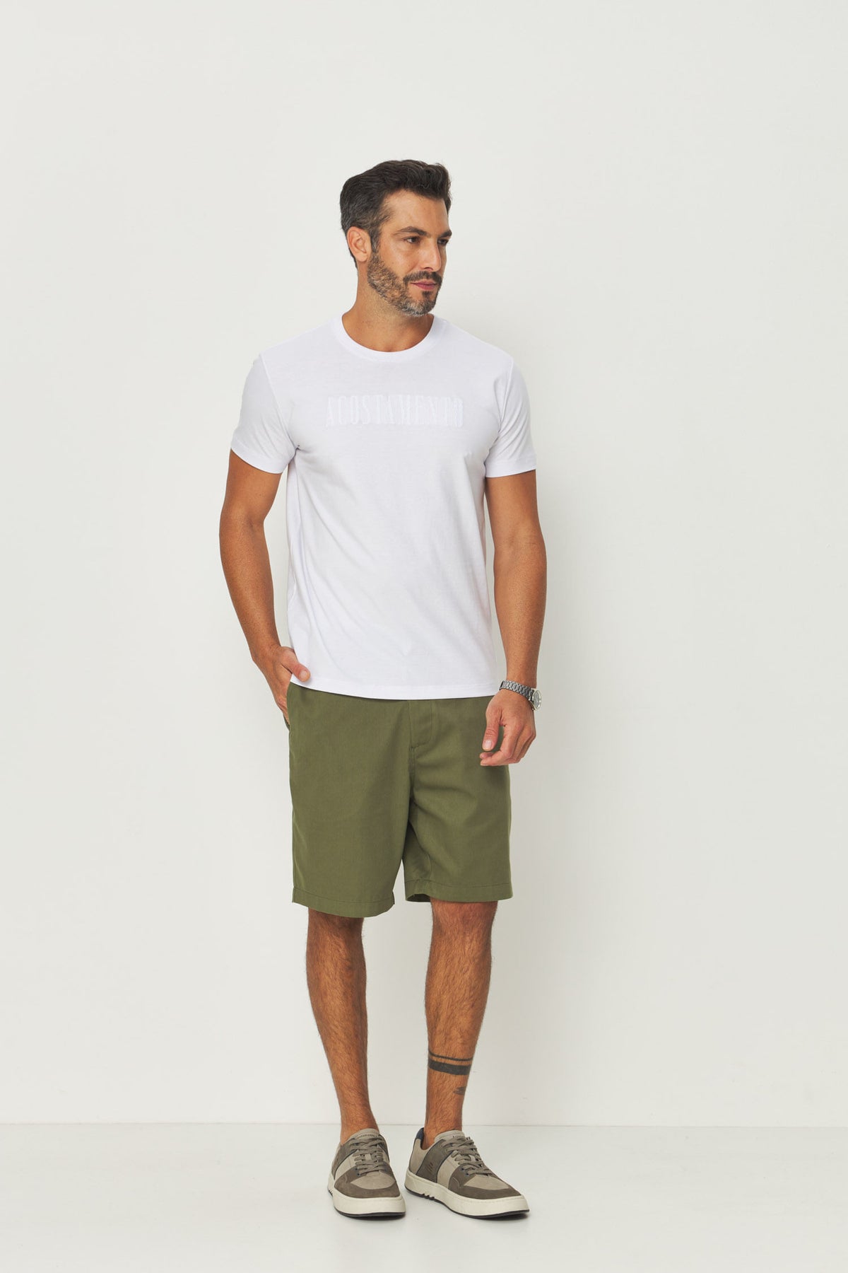 Camiseta Bordado Texturizado Masculino Acostamento Branco