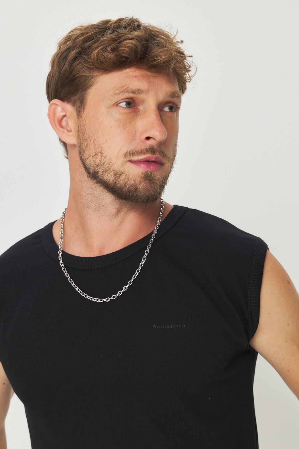 Regata Gola Redonda Masculina Acostamento Preto