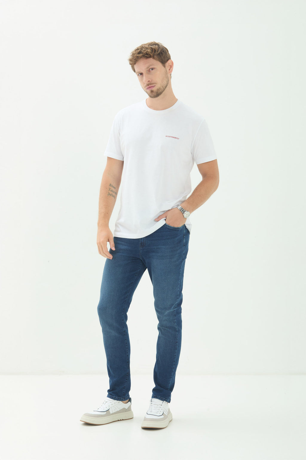 Calça Jeans Skinny Masculina Acostamento Jeans Escuro