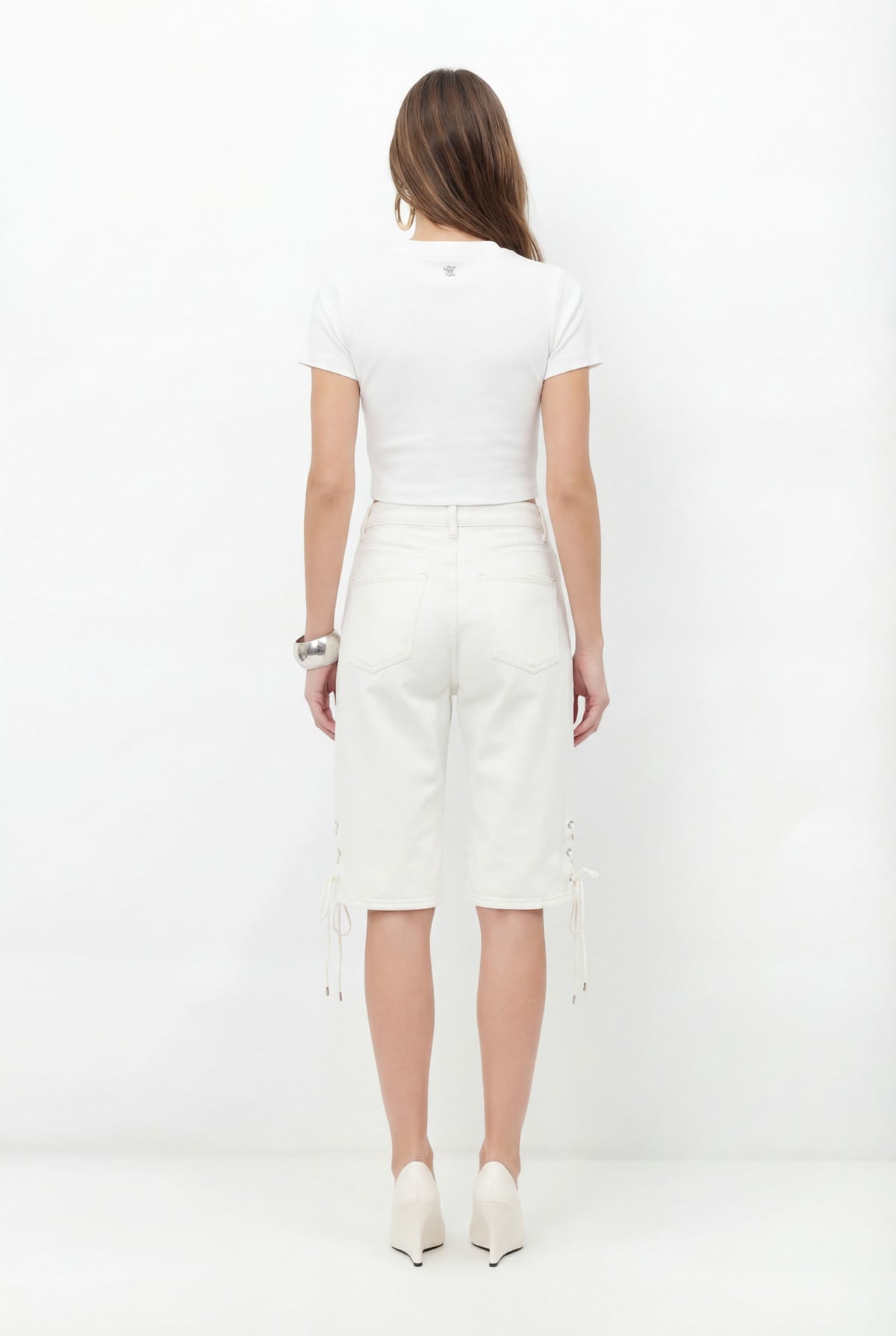 Bermuda Sarja Jorts Cintura Alta ACT Feminina Off White