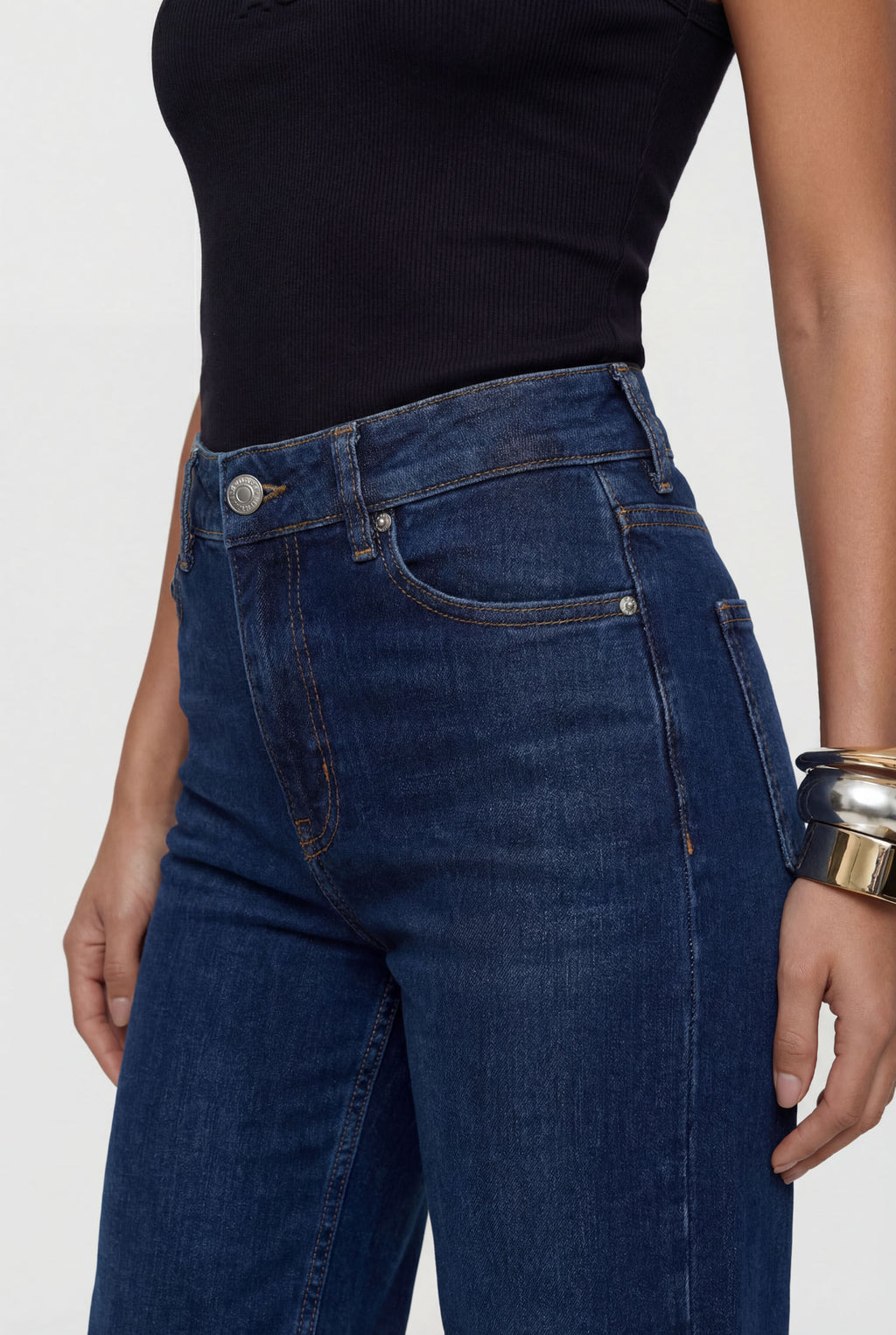 Calça Jeans Relaxed Cintura Média ACT Feminina Jeans Escuro