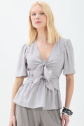 Blusa Com Amarração Frontal ACT Feminina Light Silver