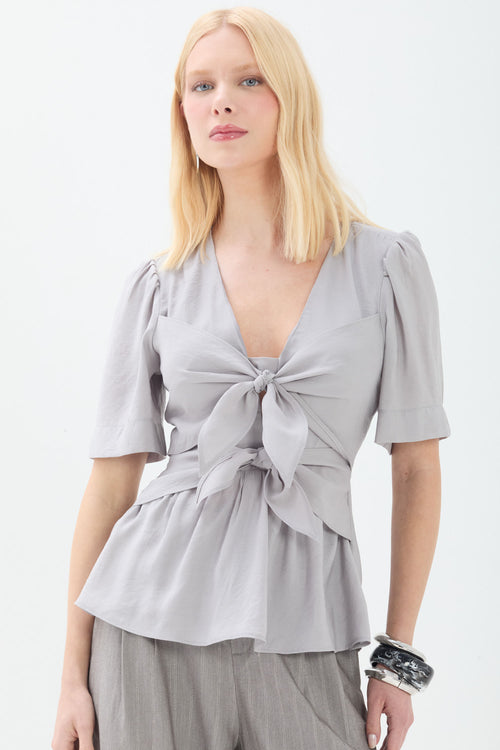 Blusa Com Amarração Frontal ACT Feminina Light Silver