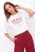T-Shirt Curta Heart  ACT Feminina Off White
