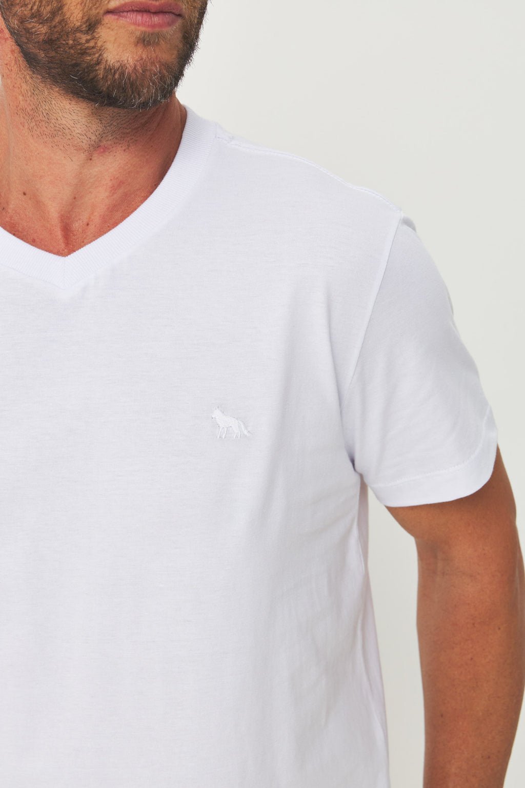 Camiseta Casual Gola V Masculina Acostamento Branco