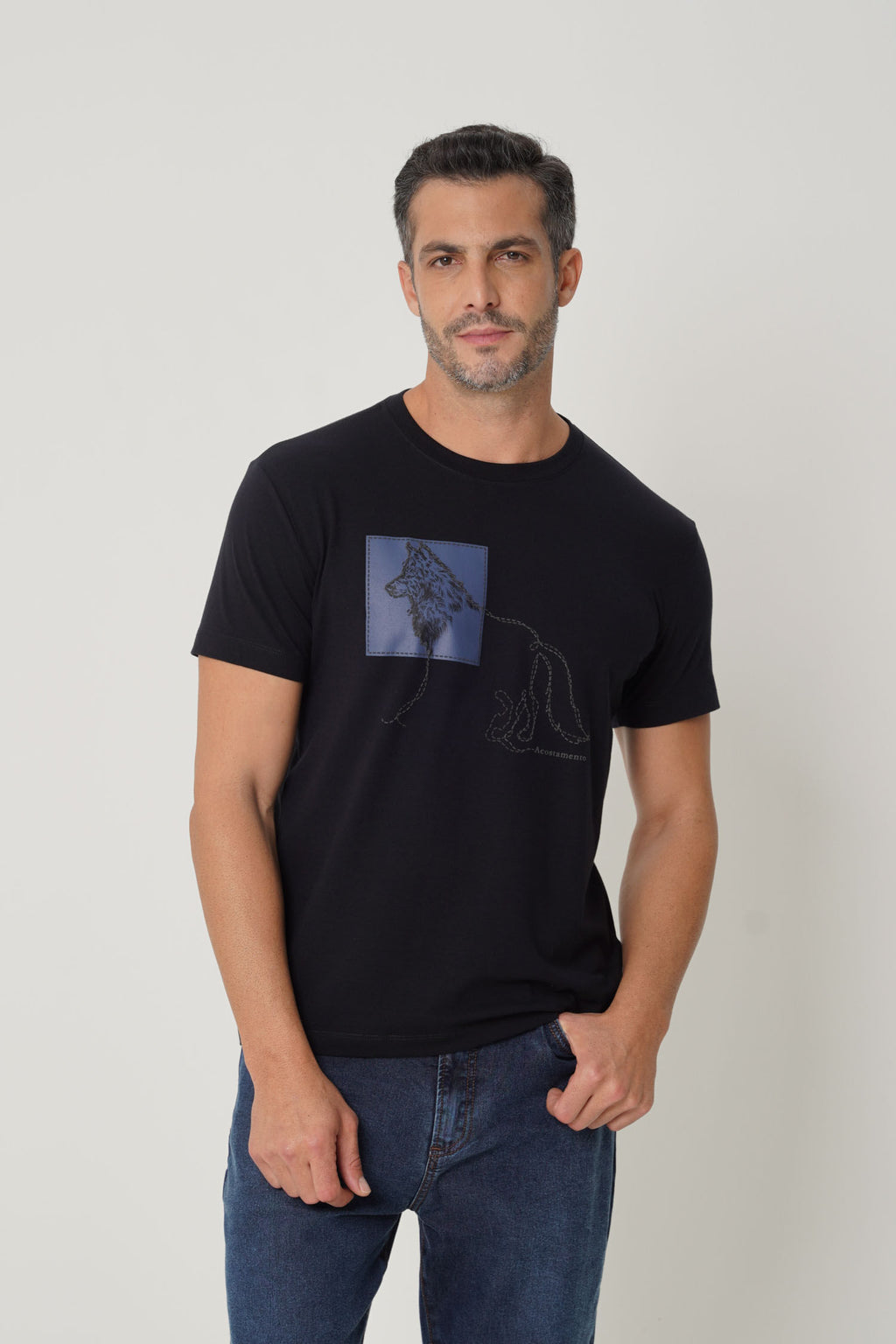 Camiseta Básica Lettering Touch Masculino Acostamento Preto