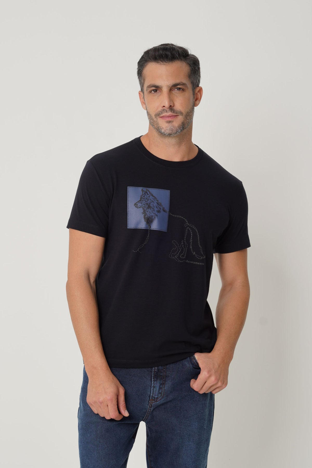 Camiseta Básica Lettering Touch Masculino Acostamento Preto
