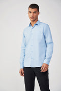 Camisa Cotton Manga Longa Masculina Acostamento Azul