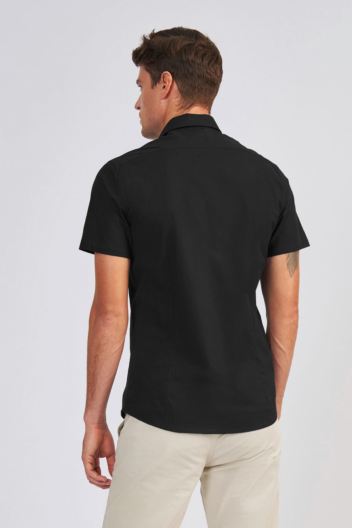Camisa Manga Curta Classic Basic Masculina Acostamento Vanila