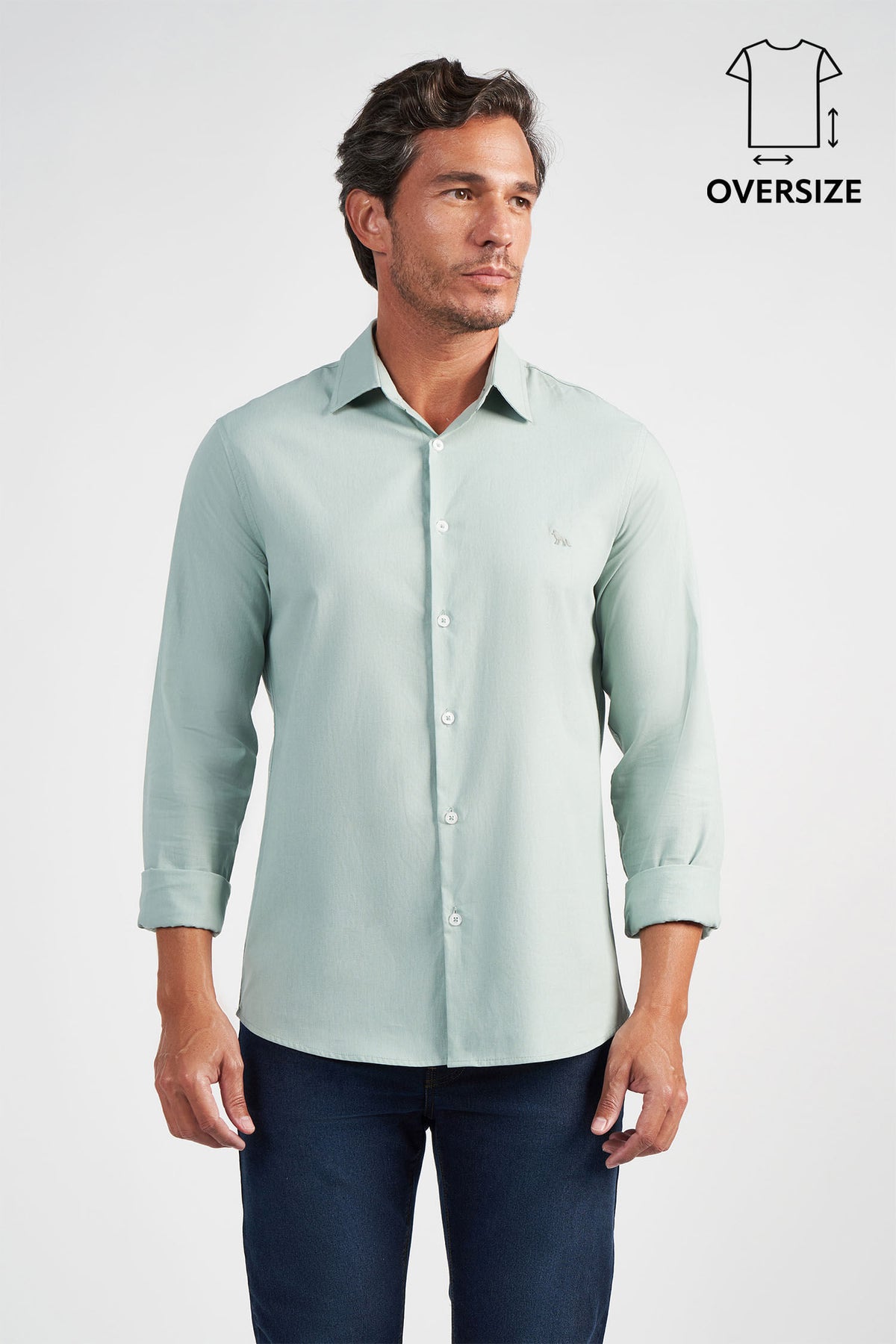 Camisa Manga Longa Masculina Oversize Acostamento Verde
