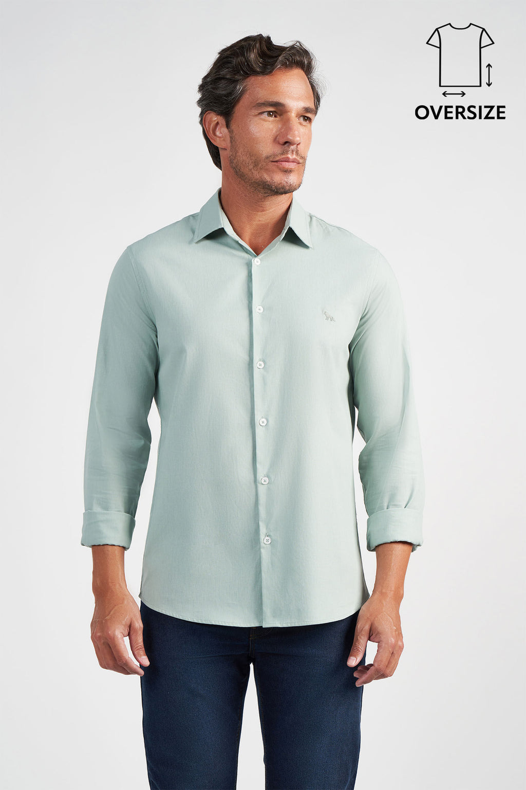 Camisa Manga Longa Masculina Oversize Acostamento Verde