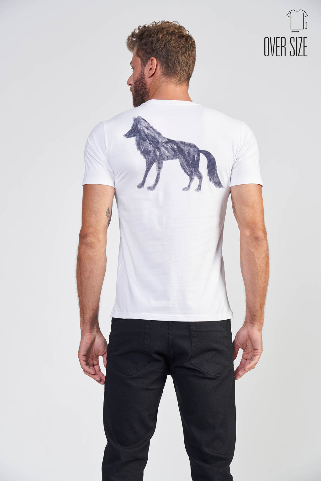 Camiseta Wolf Max Costas Masculina Oversize Acostamento Branco