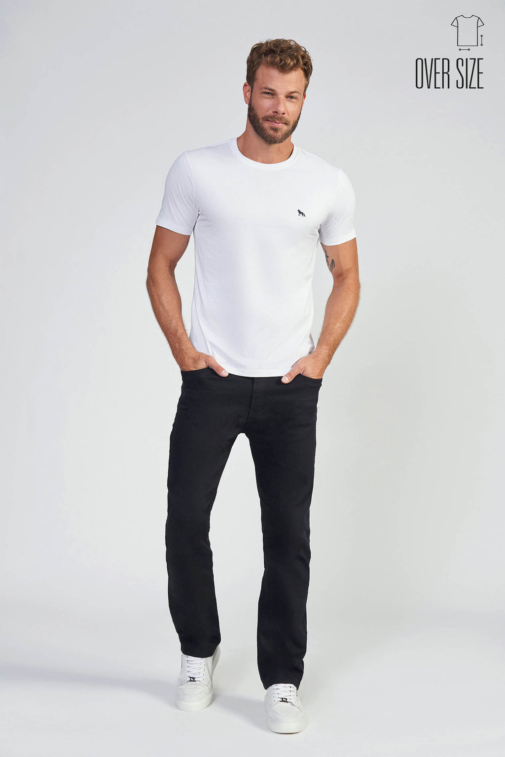 Camiseta Wolf Max Costas Masculina Oversize Acostamento Branco