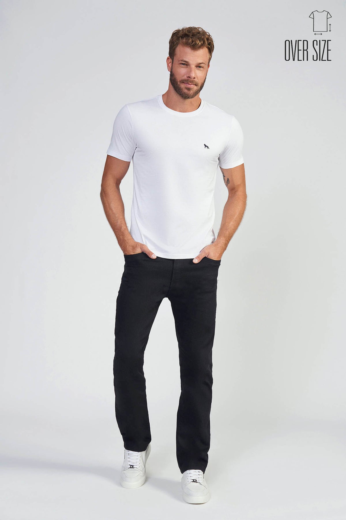 Camiseta Wolf Max Costas Masculina Oversize Acostamento Branco
