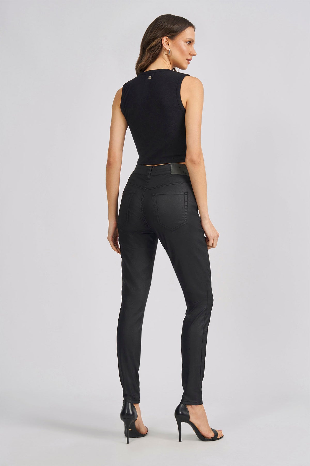 Regata Crop Top Feminina Acostamento Preto