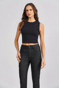 Regata Crop Top Feminina Acostamento Preto