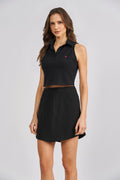 Polo Cropped Regata Feminino Acostamento Preto