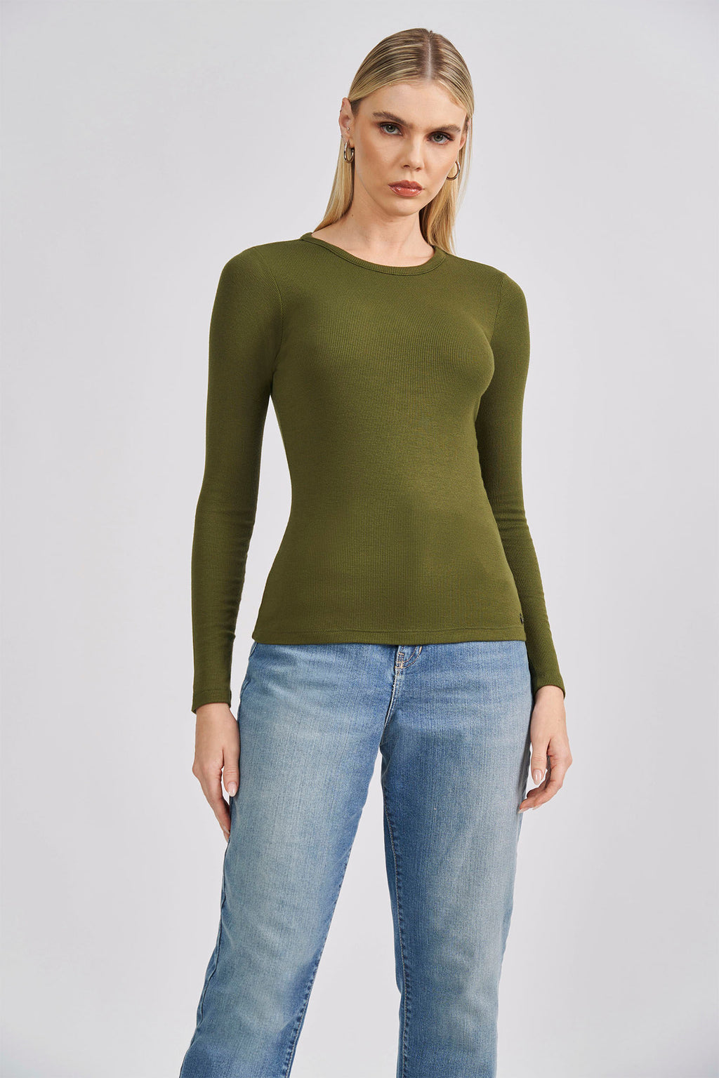 Blusa Manga Longa Feminina Acostamento Verde Floresta