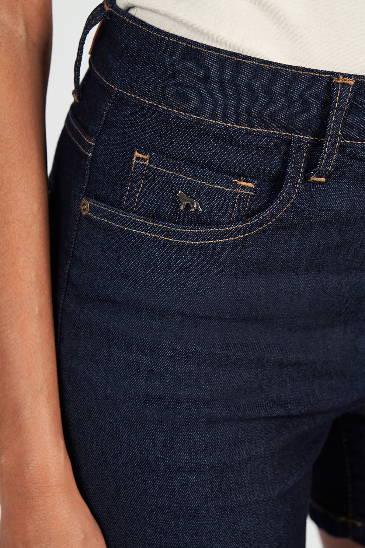 Bermuda Jeans Essencial Feminina Acostamento Jeans Escuro