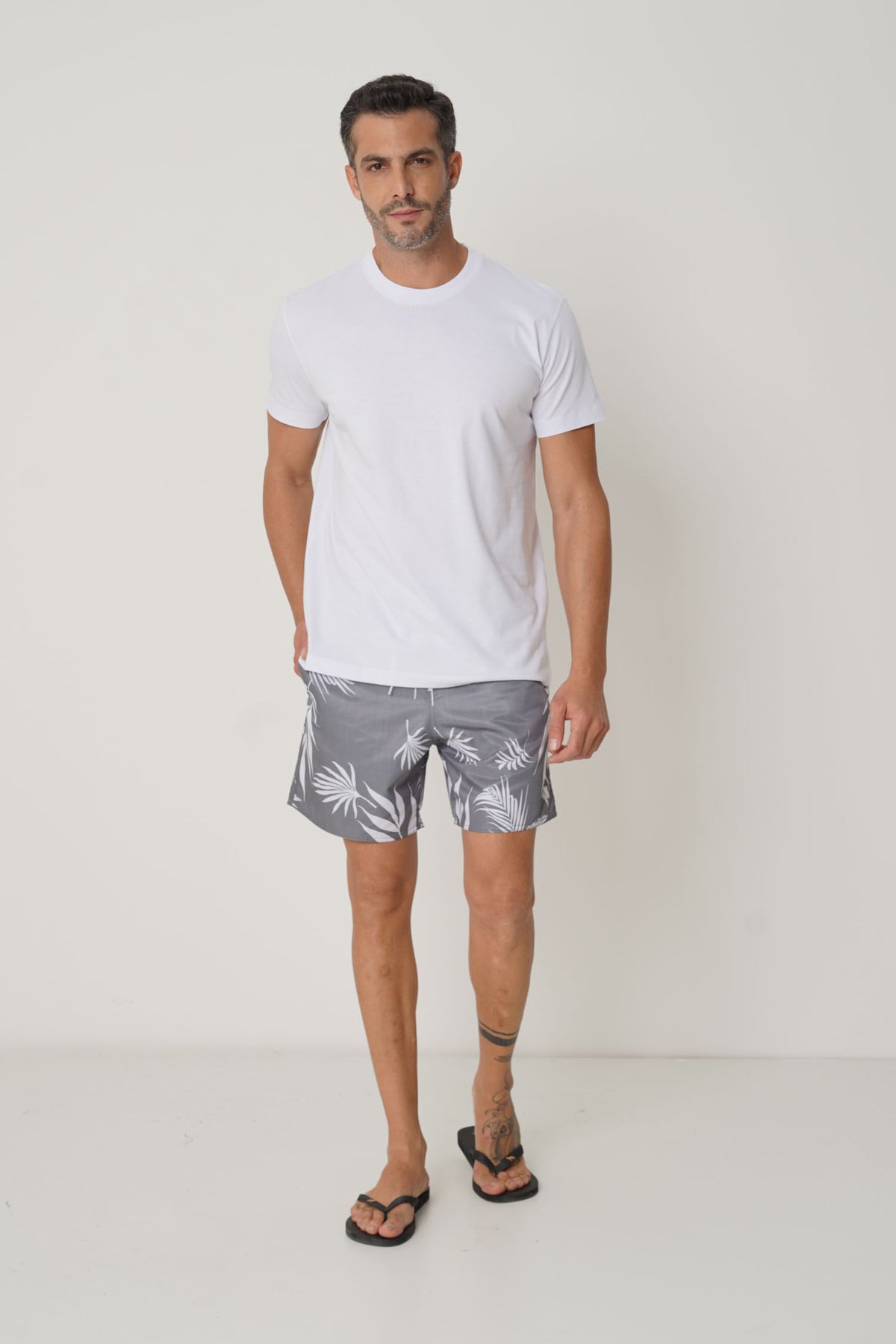 Shorts Elastano Masculino Acostamento Folhagem Mescla