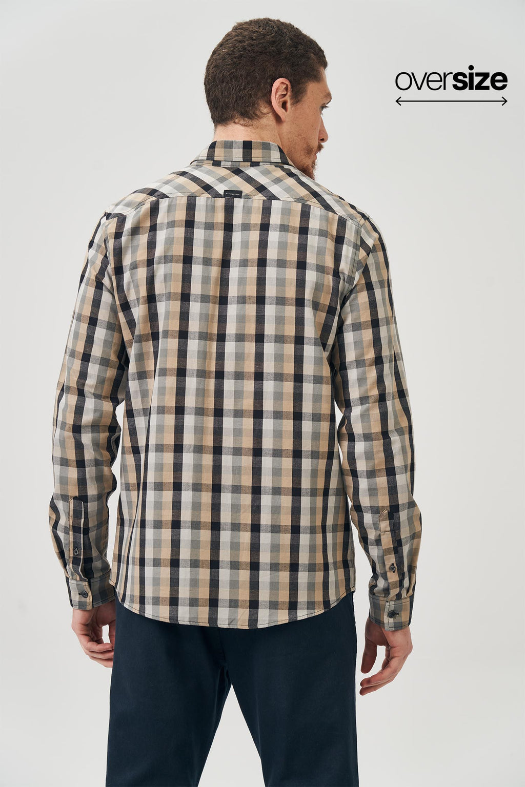 Camisa Manga Longa Masculina Oversize Acostamento Xadrez Grafite C/ Goanna