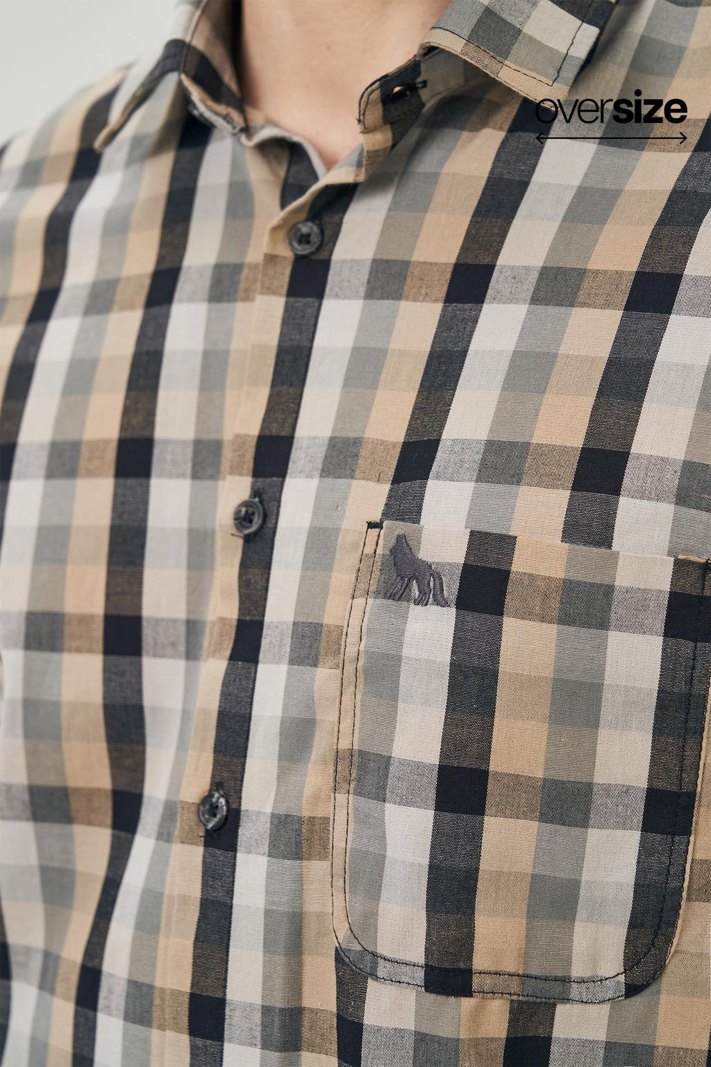 Camisa Manga Longa Masculina Oversize Acostamento Xadrez Grafite C/ Goanna