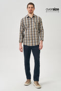 Camisa Manga Longa Masculina Oversize Acostamento Xadrez Grafite C/ Goanna