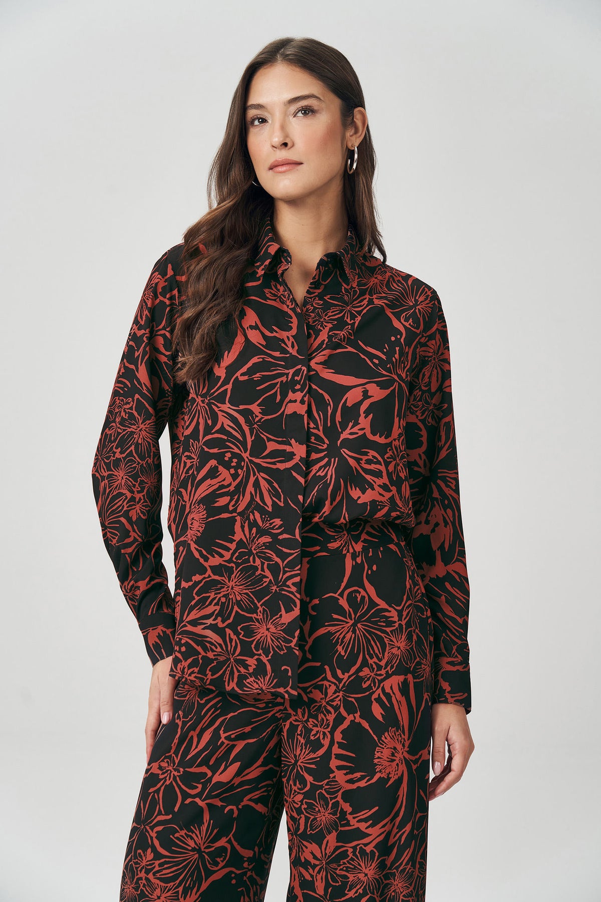 Camisa Print Longa Feminina Acostamento Secret Garden
