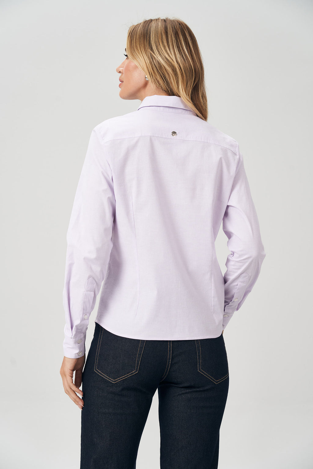 Camisa Slim Fit Feminina Acostamento Lilas C/ Off White