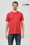 Camiseta Lobo Contorno Masculina Oversize Acostamento Vermelho Hibisco