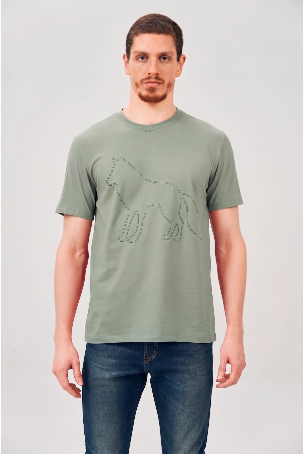 Camiseta Lobo Contorno Masculina Acostamento Branco