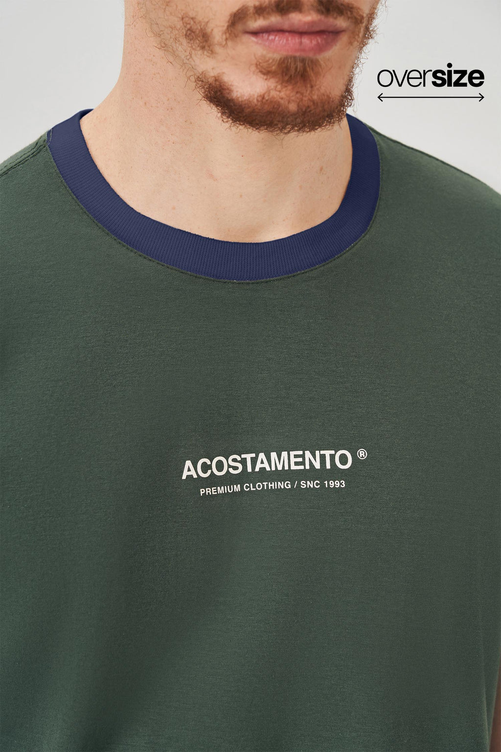 Camiseta Contraste Masculina Oversize Acostamento Verde Nativo
