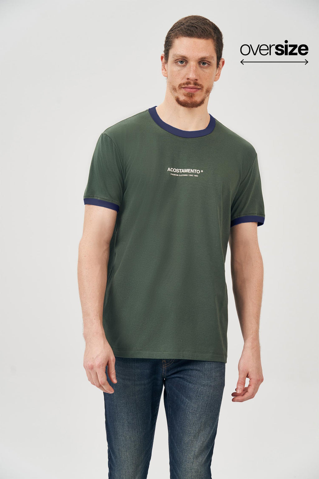 Camiseta Contraste Masculina Oversize Acostamento Verde Nativo
