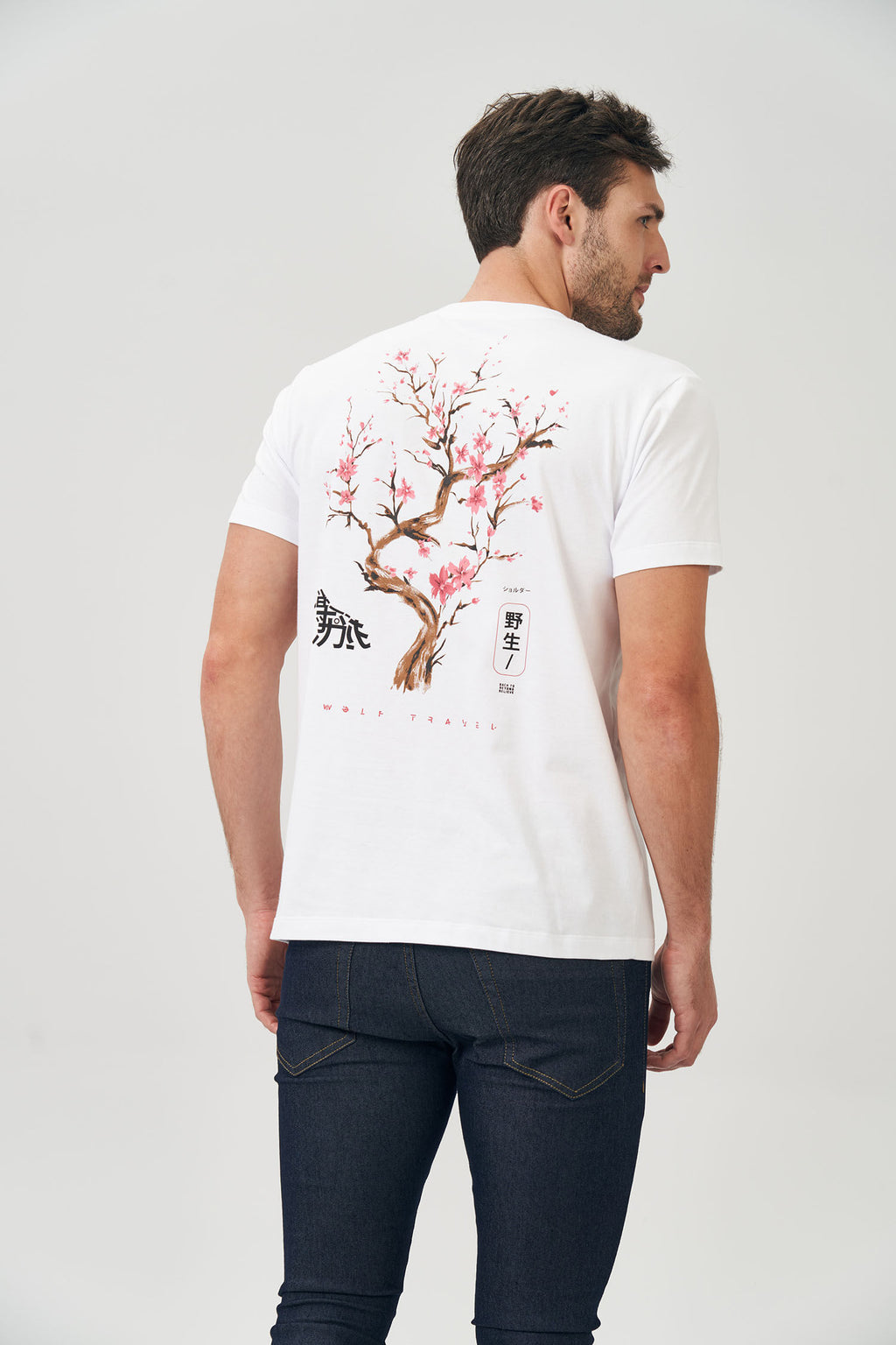Camiseta Flor de Cerejeira Masculina Acostamento Branco
