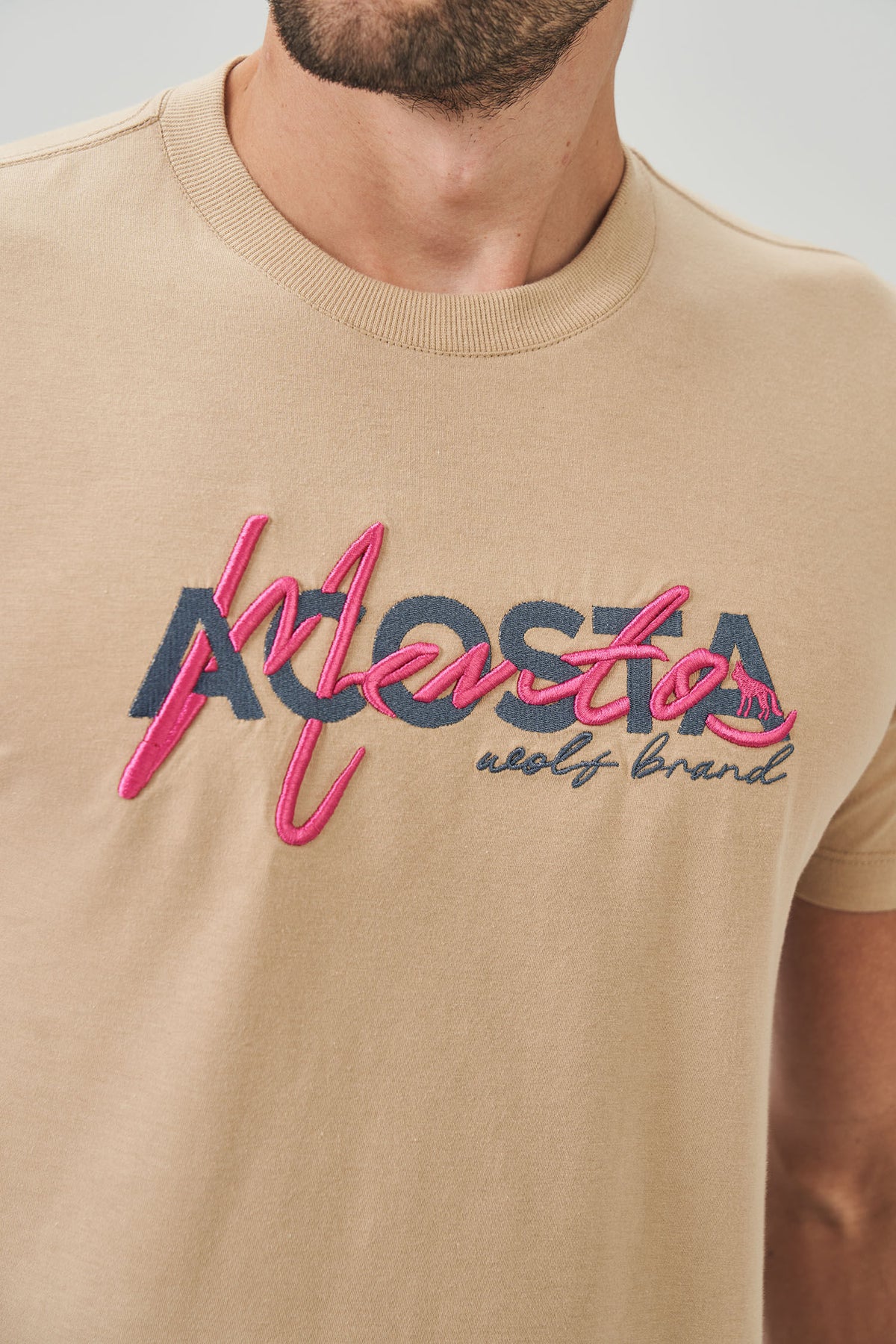 Camiseta Escrita Sobreposta Masculina Acostamento Marinho