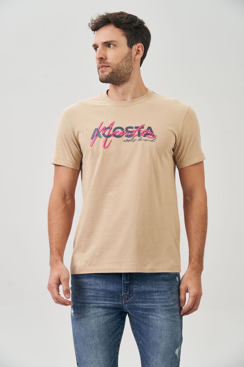 Camiseta Escrita Sobreposta Masculina Acostamento Marinho