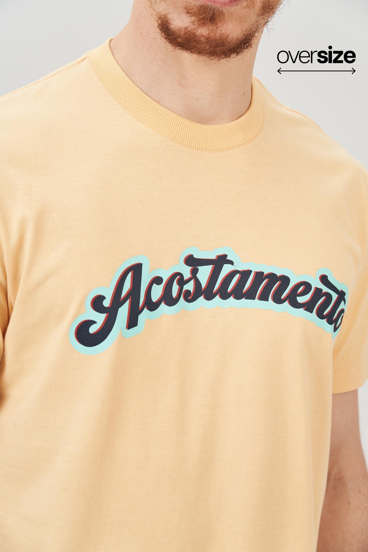 Camiseta Letters Vintage Masculina Oversize Acostamento Amarelo Creme