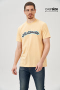 Camiseta Letters Vintage Masculina Oversize Acostamento Amarelo Creme
