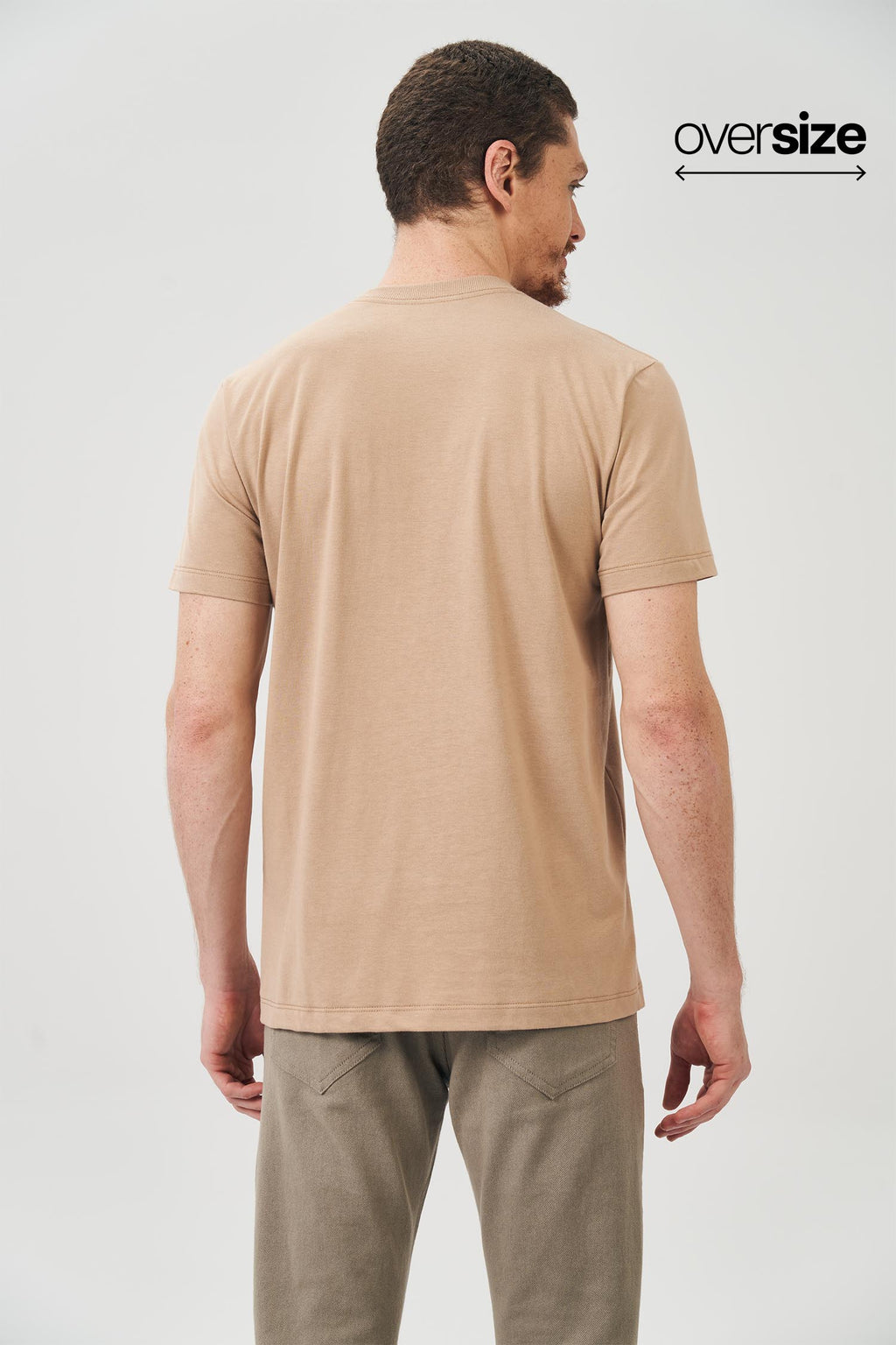 Camiseta Casual Touch Masculina Oversize Acostamento Bege Caqui