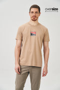 Camiseta Casual Touch Masculina Oversize Acostamento Bege Caqui