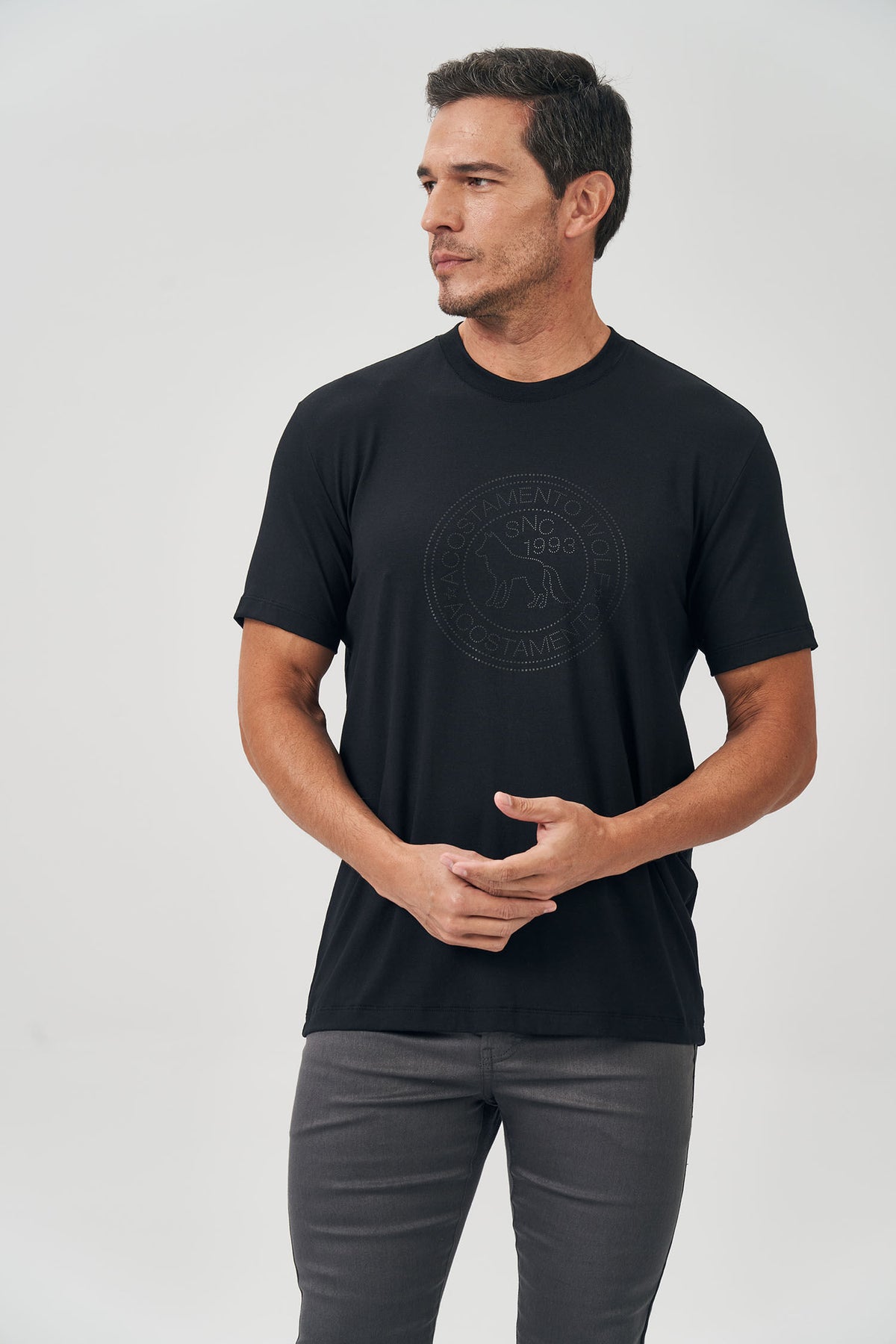 Camiseta Modal Points Masculina Acostamento Preto