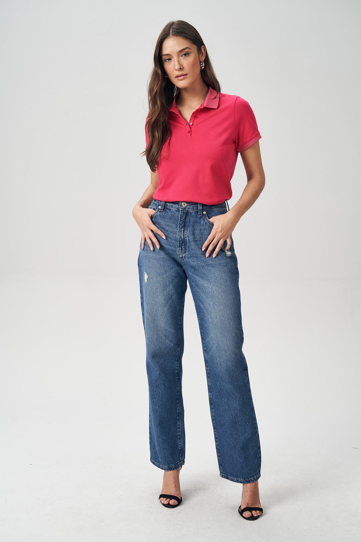 Polo Peitilho Alongado Feminina Acostamento Pop Pink