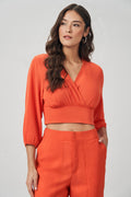 Blusa Acinturada Feminina Acostamento Orange Rust