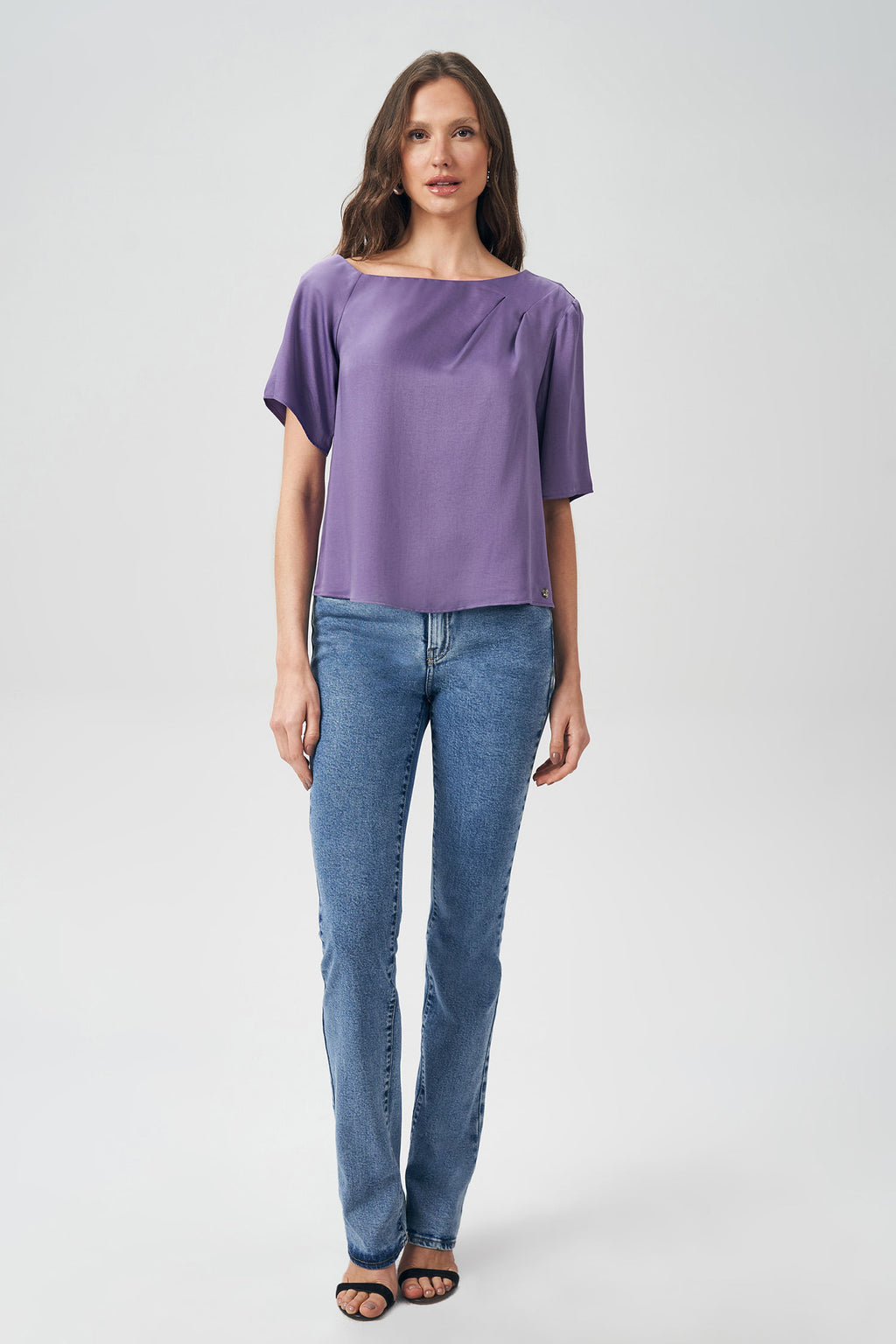 Blusa Com Prega Feminina Acostamento Passion Purple