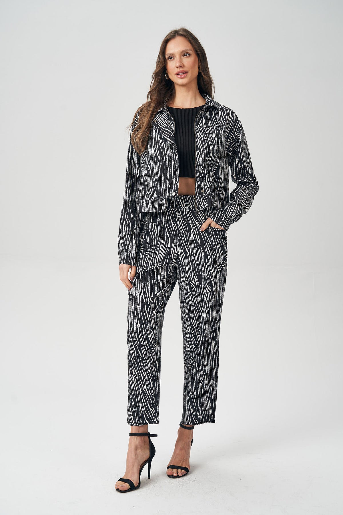 Casaco Alfaiataria Print Feminino Acostamento Zebra Mini