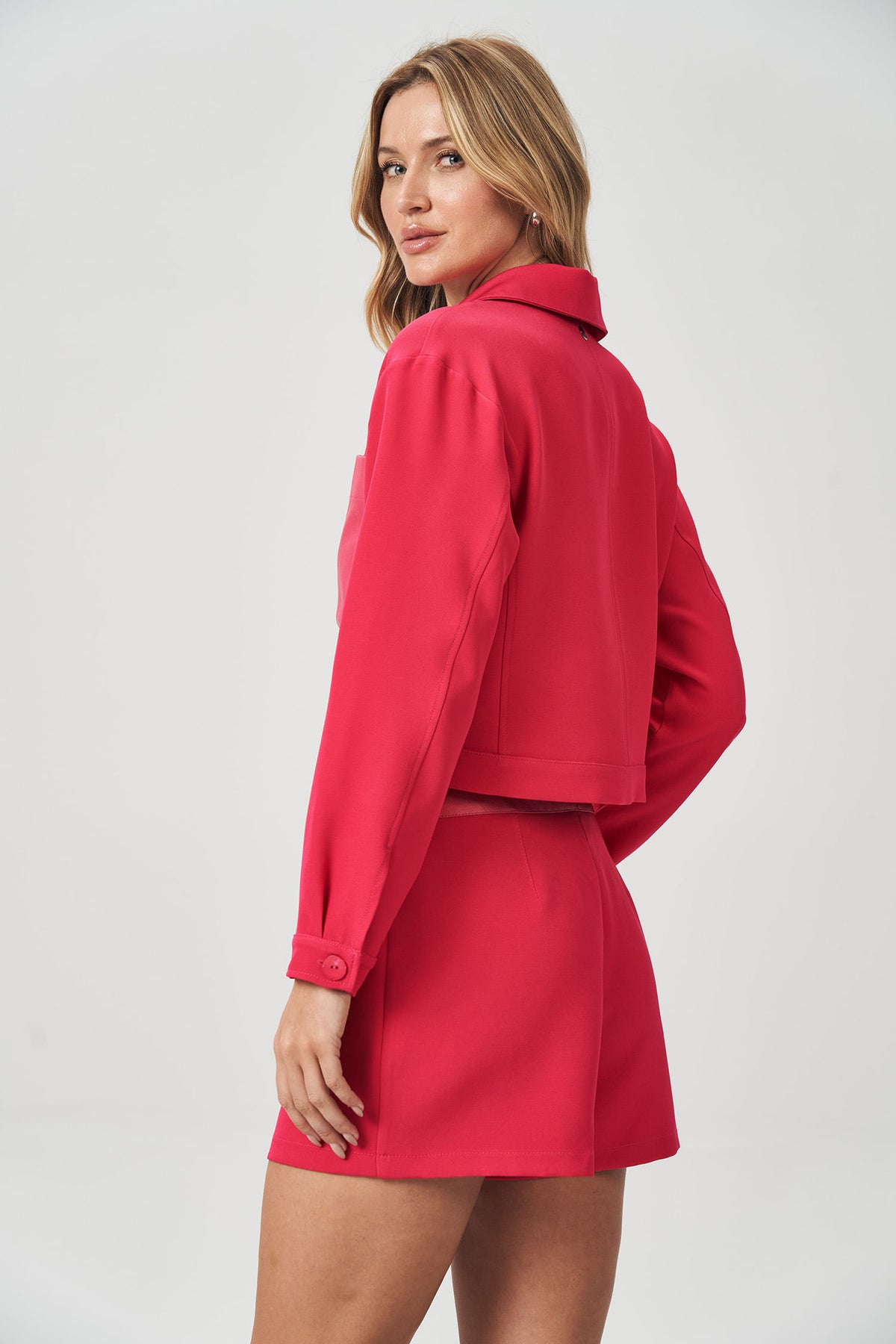 Casaco Com Recorte Em PU Feminino Acostamento Pop Pink