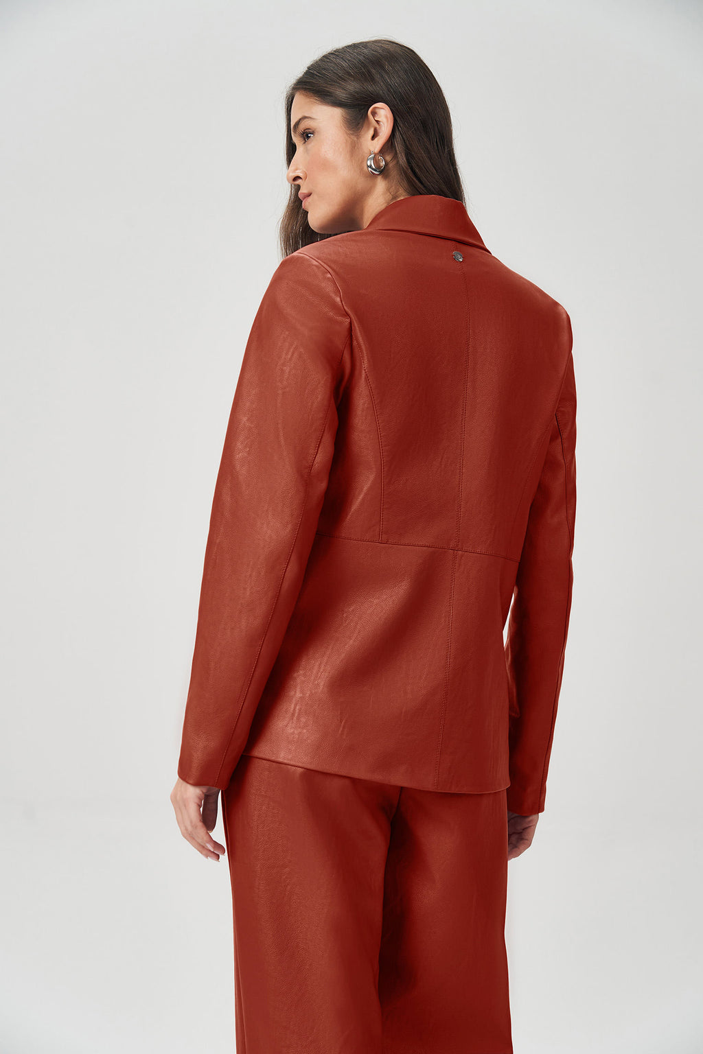 Blazer Fashion PU Feminino Acostamento Cassis