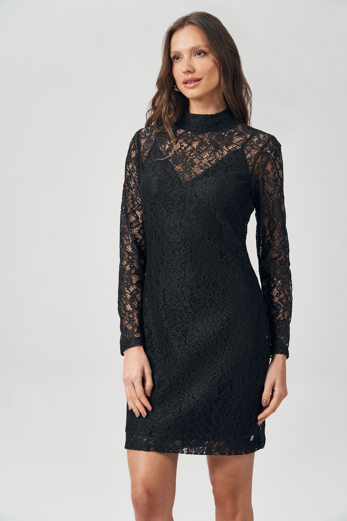 Vestido Black Renda Feminino Acostamento Preto